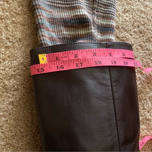 Missoni Brown Leather Boots Knit Striped Block Heel Knee High w/box 8.5 EU 38.5 - Picture 11 of 15